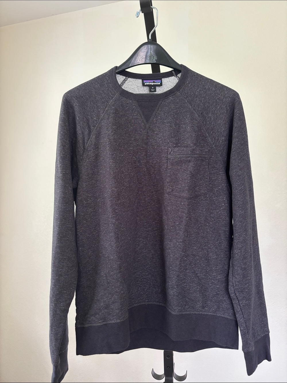 Patagonia Men’s Charcoal Gray Crewneck Sweater with Chest Pocket